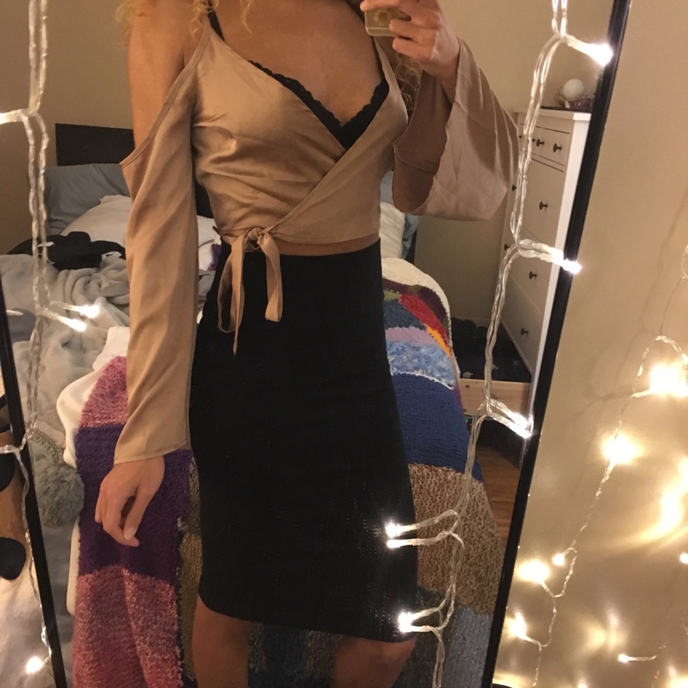 Gold/Bronze Satin Crop Top